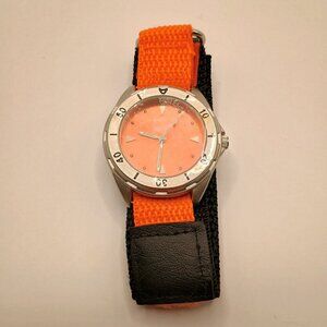 Orange and Black Walk MS Wristwatch with Velcro band and INDIGLO Dials
